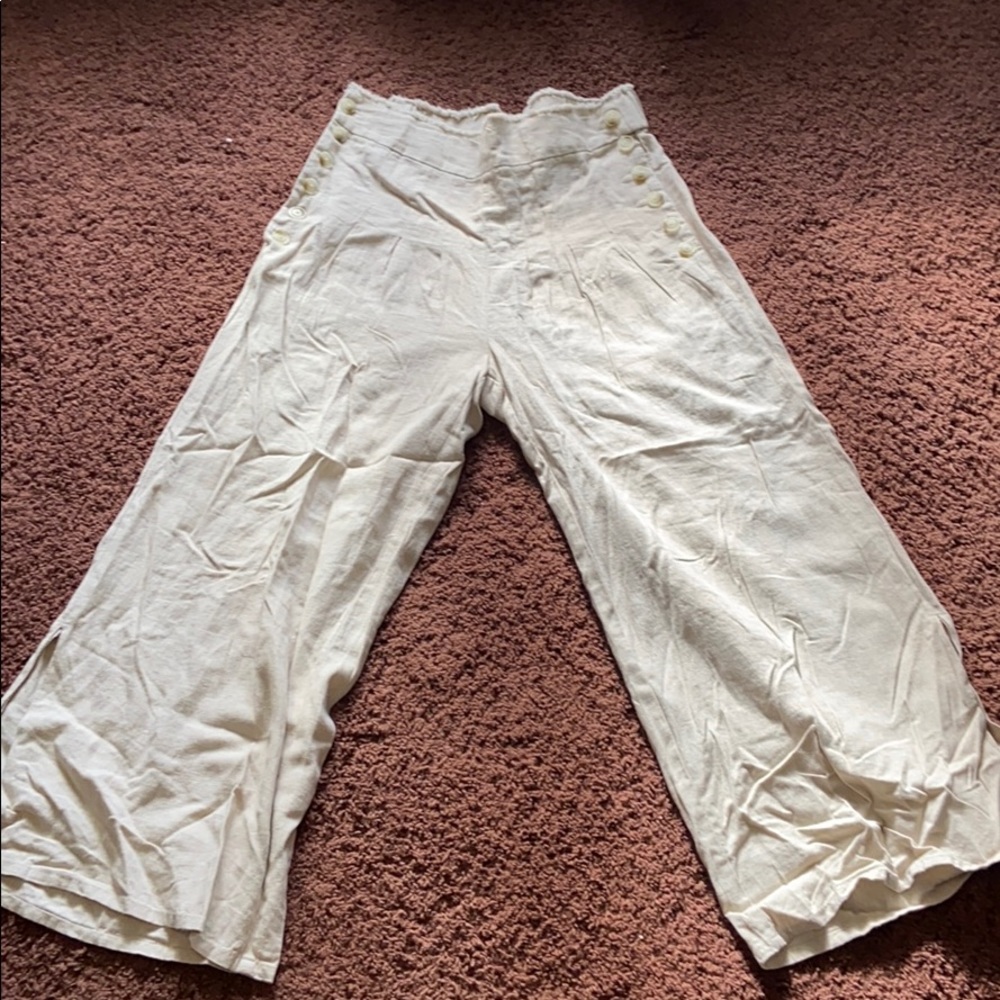 Khaki flare leg flowy pants
